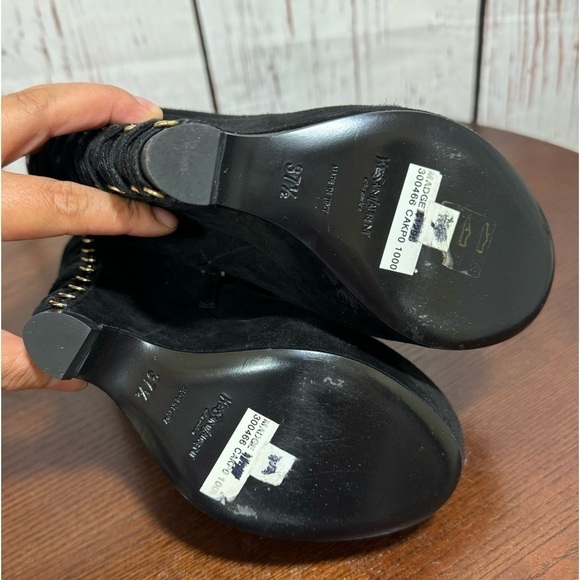 YSL YVES SAINT LAURENT MADGE ANKLE BOOTIE. Side Zip with corset detail 37.5 EUC - Picture 9 of 14
